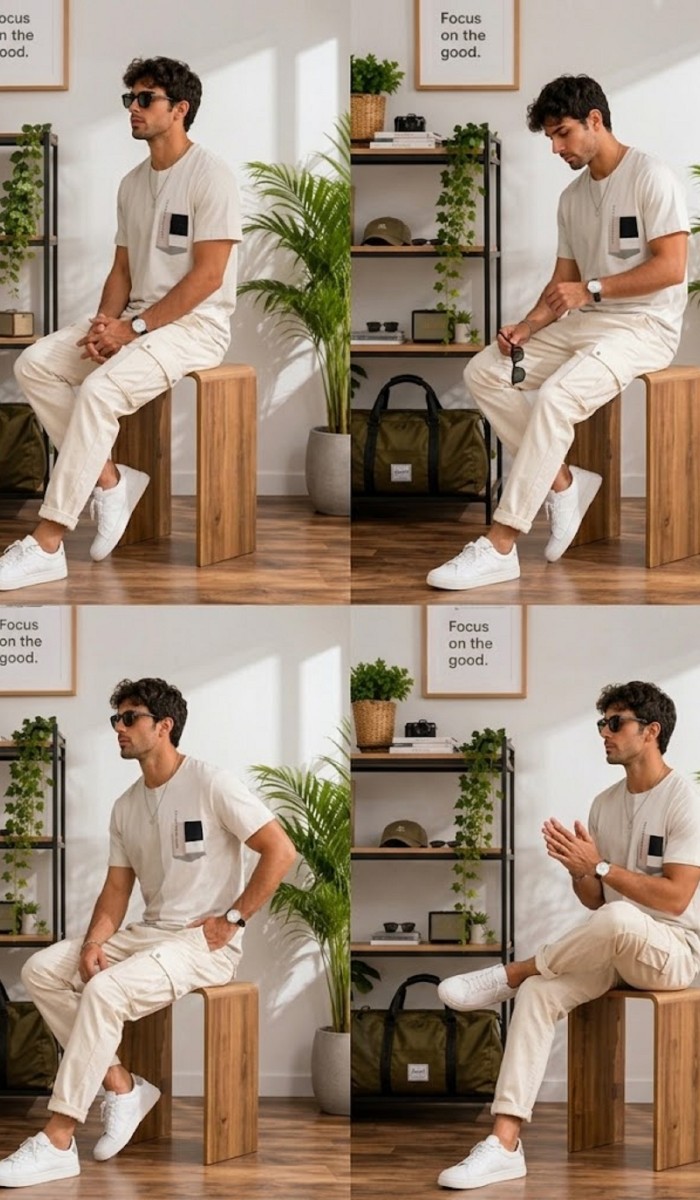 Erkek Beyaz O Yaka Basic T-Shirt 
